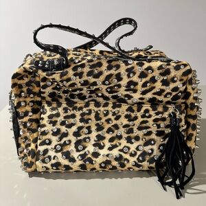 Leopard Print Studded Women's Bag